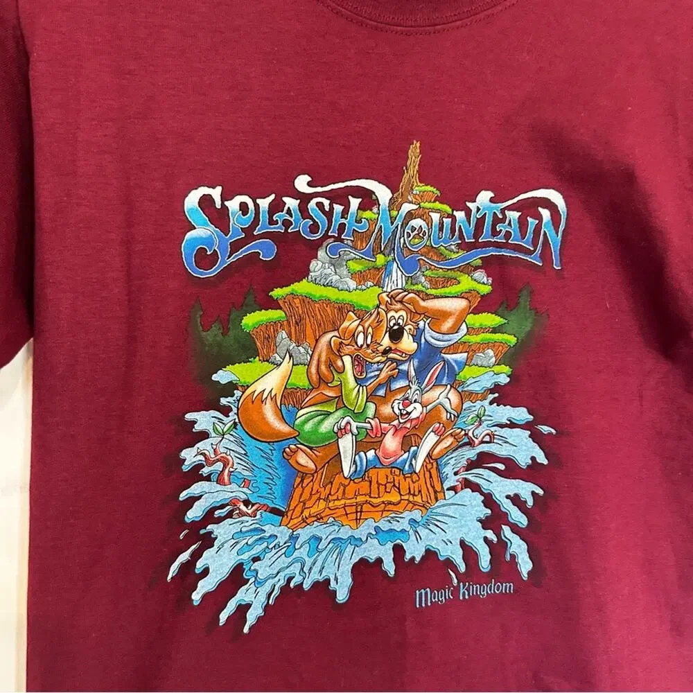 NWT Vintage 90’s Walt Disney World Kids Maroon Splash Mountain Short Sleeve Tee